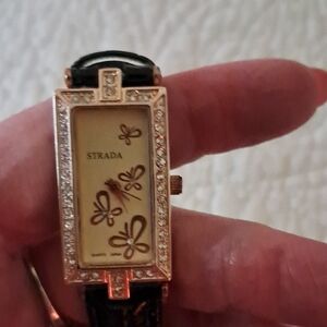 Gold & Black Butterfly Timepiece